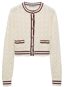 cable-knit cotton cardigan