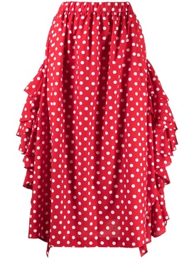 polka-dot print ruffle-detailing skirt 