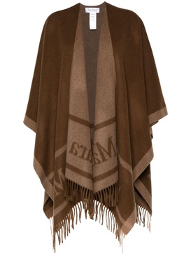 logo-jacquard wool cape