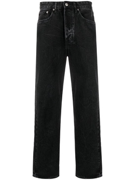 mid-rise straight-leg jeans