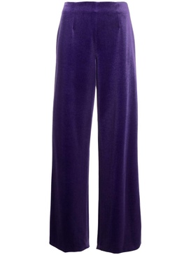 high-waisted velour flared trousers 