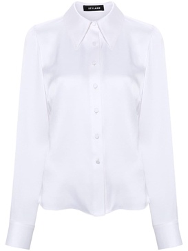 straight-collar satin shirt