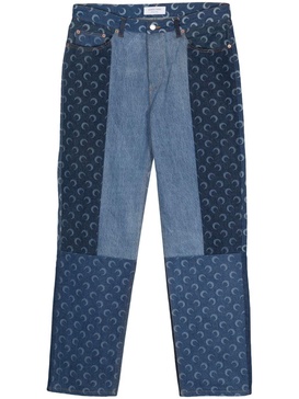 Moonogram-pattern straight-leg jeans