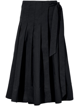 pleated wrap midi skirt