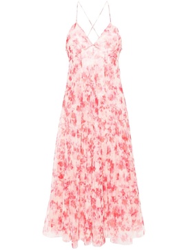 floral-print tulle midi dress