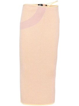 Comma logo-plaque ribbed skirt