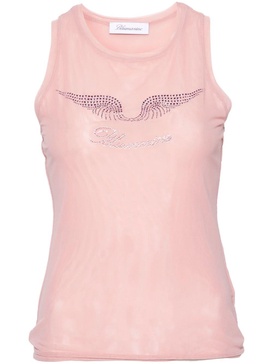 rhinestone-detailing mesh tank top