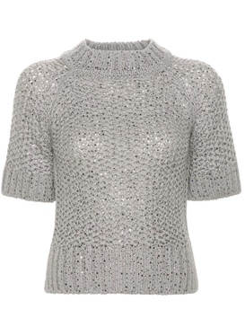 crystal-embellished mock-neck top