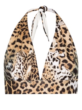 jaguar skin-print bikini top 