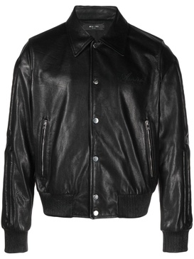 Bones embossed leather jacket