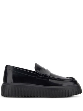 H-Stripe leather loafers