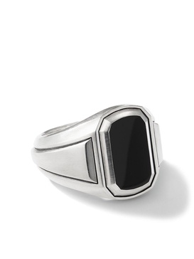 sterling silver Deco onyx signet ring