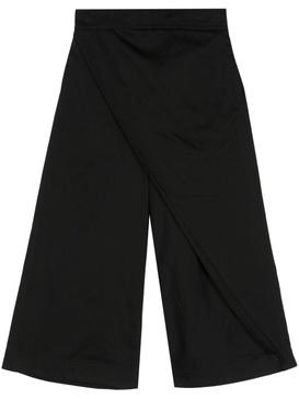 Cropped Wide-Leg Pants with Draped Detail 