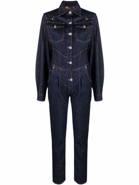 slim-cut denim jumpsuit