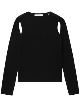 black cut-out cotton sweater