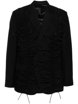 ruched double-breasted blazer