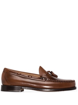 brown weejuns larkin tassel leather loafers