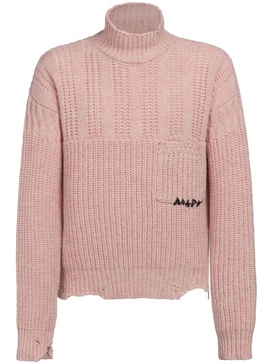 logo-embroidered distressed jumper