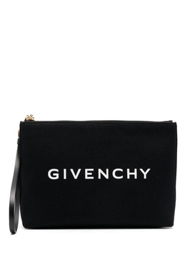 logo-print clutch bag