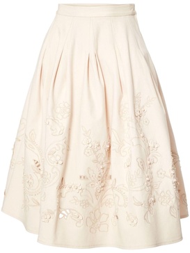 embroidered midi skirt