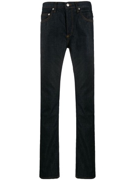 slim-cut raw jeans