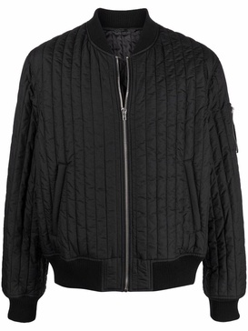 quilted zip-up bomber jacket