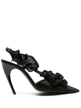 115mm ruffle-detail satin pumps