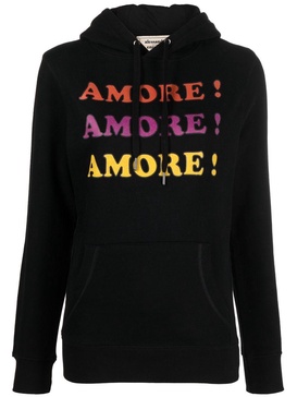 slogan-print drawstring hoodie