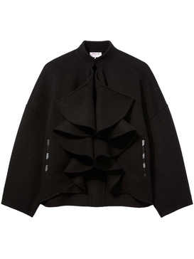 ruffled-placket wool jacket