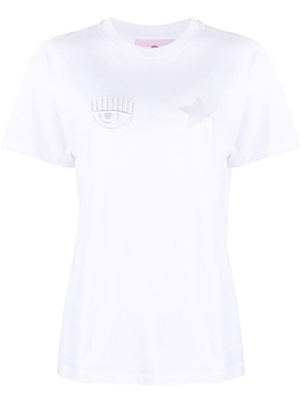 Eyelike-embroidered cotton T-shirt