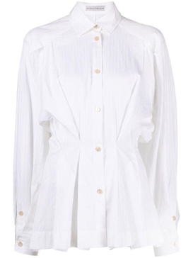 gathered-waist cotton shirt