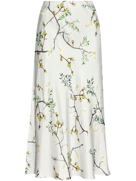 floral-print silk midi skirt