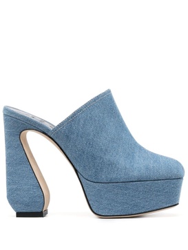 135mm denim platform mules 