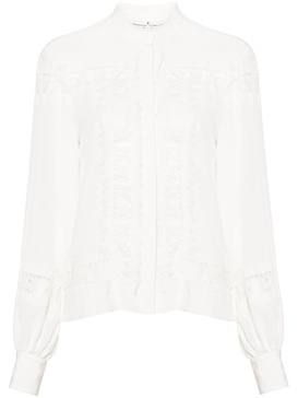 floral-lace silk shirt