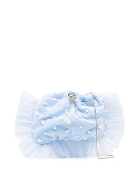 drawstring ruffle clutch bag