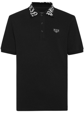 gothic-print pique polo shirt