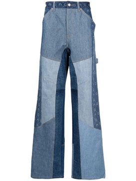 patchwork wide-leg jeans