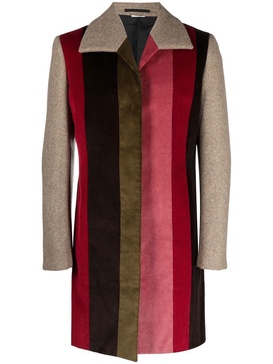 striped corduroy mid-length coat