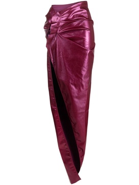 patent-finish draped skirt