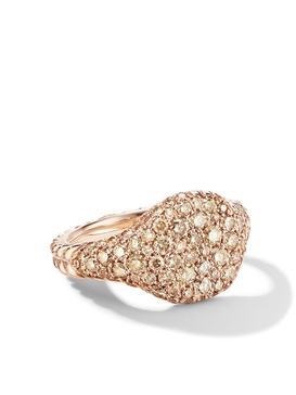 18kt rose gold mini Chevron Pavé diamond pinky ring