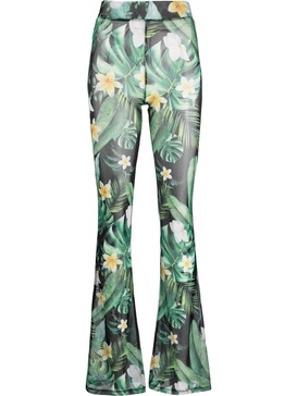 Hawaii-print flared trousers