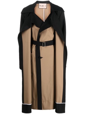 Mantel two-tone belted trench coat