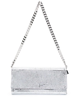 metallic-effect sequinned clutch bag