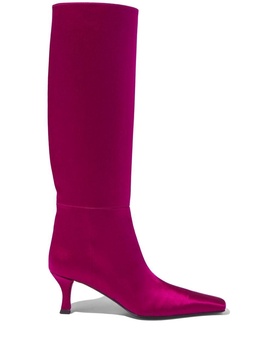 Trap satin knee-length boots