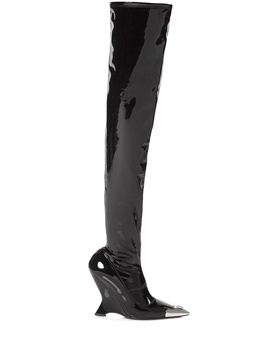 patent-leather over-knee boots 