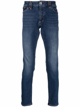 mid-rise slim-cut jeans