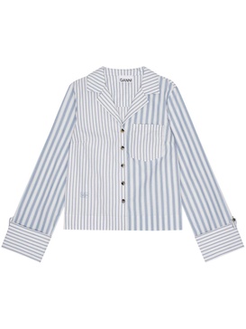 stripe-print cropped poplin shirt