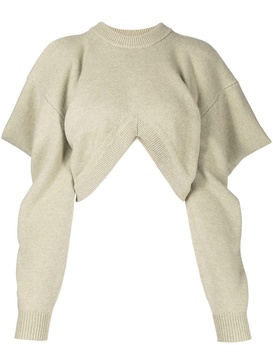 draped-sleeve knit jumper