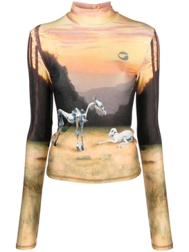 graphic-print high-neck top