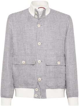 houndstooth linen blend shirt jacket